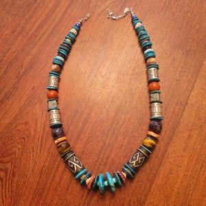 Mesmerizing Richard Singer Navajo/Dine Barrel Bead Necklace with Turquoise